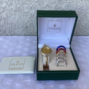 Vintage Gucci 11/12.2 Changeable Bezel Watch Gold Dial Good Preowned Condition